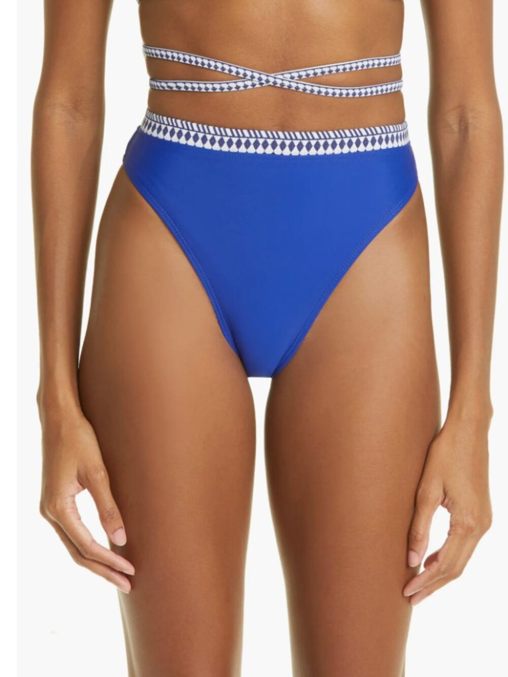 NWT $125 lemlem Lena High Leg Bikini Bottoms Large, ROYAL BLUE